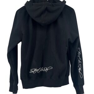 Street & Steel Men Full Zip Hoodie Black Embroidered Logo Sweatshirt Size M Edgy